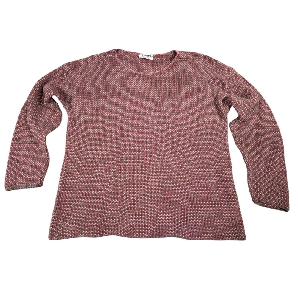 Vintage 70s-80s Hygrade Textured Knit Sweater Burgundy Red‎ Green